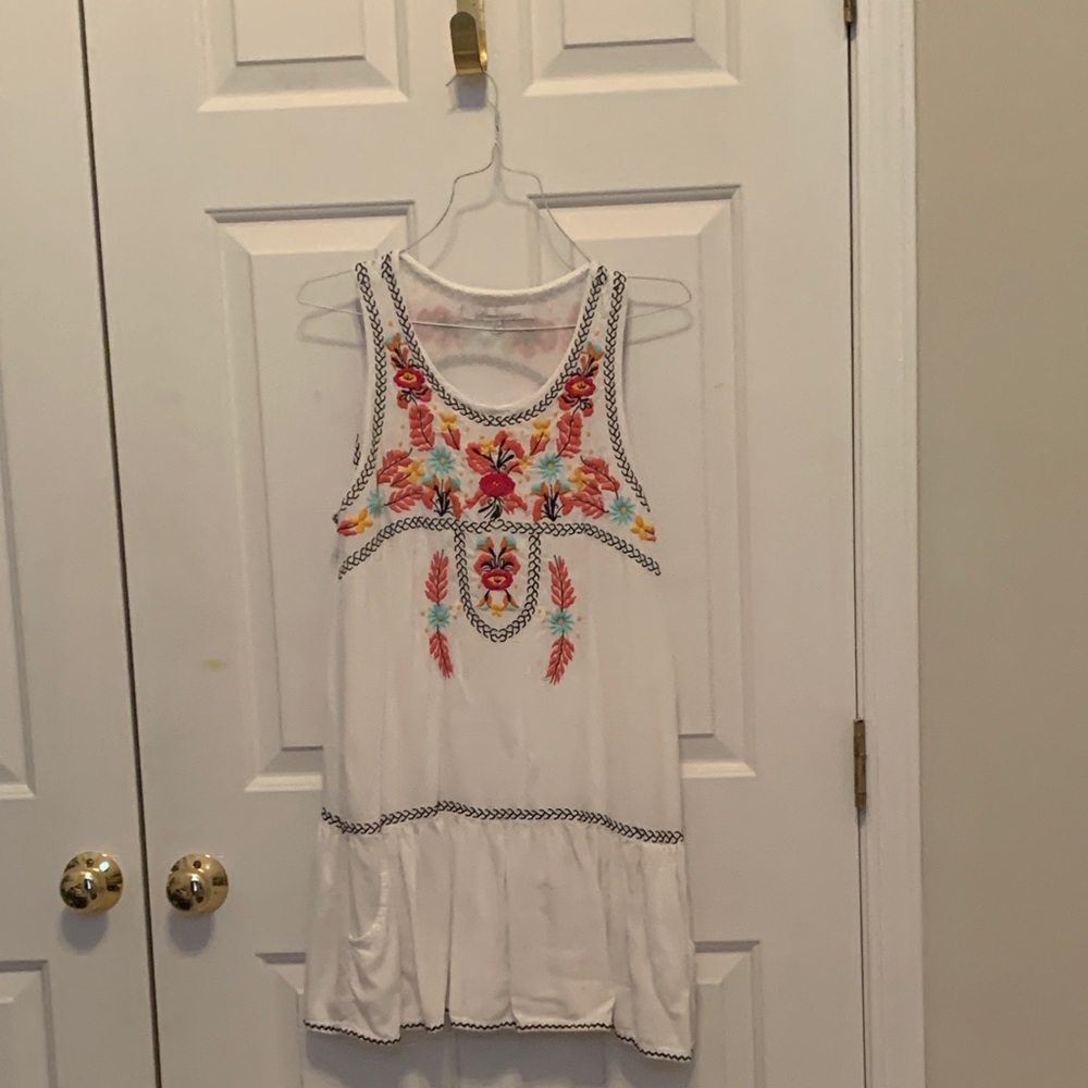 Lovers + Friends White Dress with Colorful Embroidery